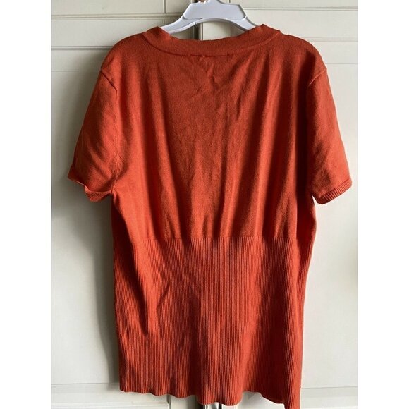 CATO‎ Large Ruffled Front Orange Sweater - Picture 4 of 5